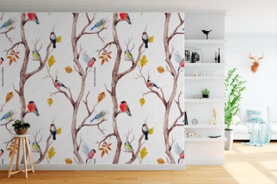 Tapeta do mieszkania z modnym roślinnym motywem w stylu skandynawskim