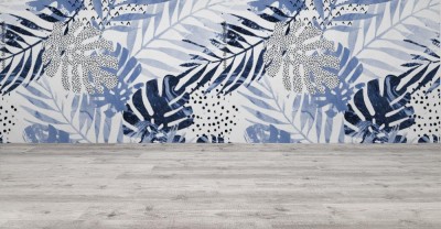 Tapeta w stylu minimalistycznym z modnym wzorem roślin tropikalnych