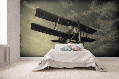 Fototapeta Dwupłatowy Samolot w stylu Retro