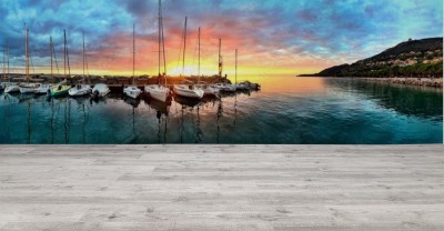 Fototapeta Magiczny zachód słońca w porcie