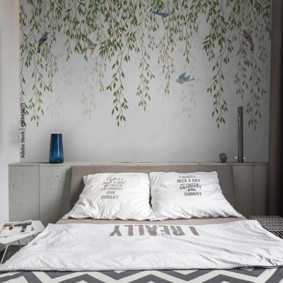 Fototapeta Ptaki wśród liści wierzby płaczącej