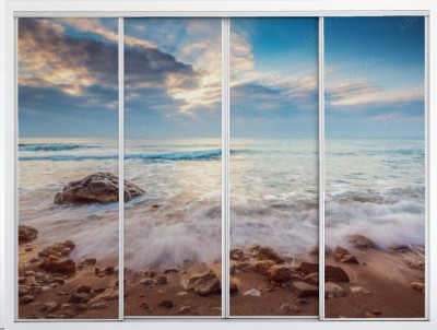 Naklejka na szafę Piękny krajobraz z chmurami nad morzem