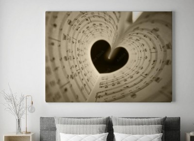 Obraz na płótnie Zeszyt Nutowy w formie serca