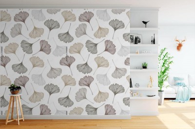 Tapeta  - Kwiatowy wzór z liści miłorzębu 