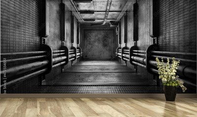 Fototapeta Czarno biały tunel 3D