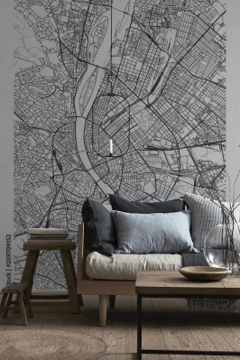 Fototapeta Szczegółowa mapa miasta plakat wektor Budapeszt