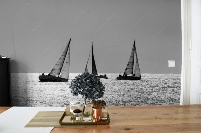 Fototapeta Wyścig łodzi w czerni i bieli