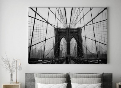Obraz na płótnie Most Brookliński 3D w czerni i bieli