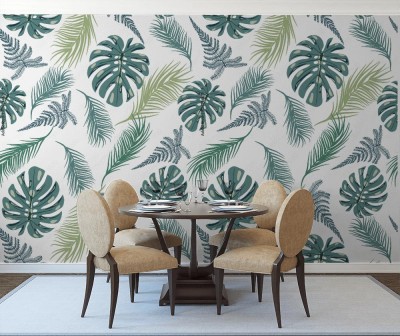 Tapeta Tropikalny modny wzór z liści egzotycznych roślin