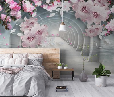 Fototapeta 3d kwiaty w tunelu