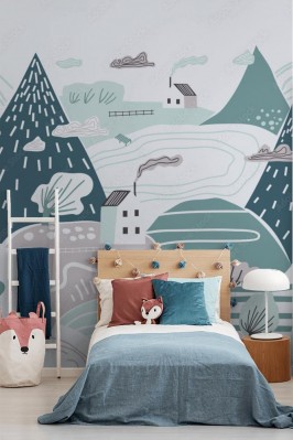 Fototapeta z wzorem przedstawiającym góry