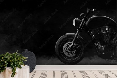czarny-motocykl-na-ciemnym-tle-z-dymem
