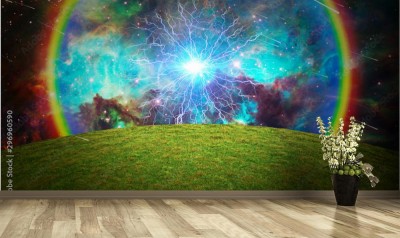 Fototapeta Wybuch energii nad zielonym polem