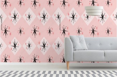 Fototapeta z wzorem inspirowanym modą z lat 60