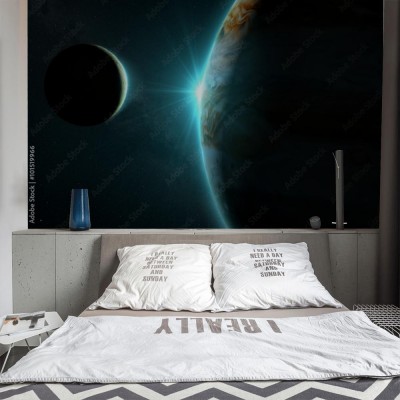 Fototapeta Jowisz i Księżyc z pięknym zachodem słońca