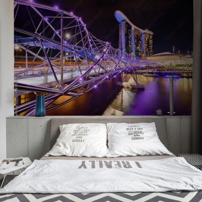 Fototapeta Most Helix z Marina Bay Sands w tle