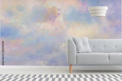 Fototapeta z pastelowym niebem malowanym na płótnie