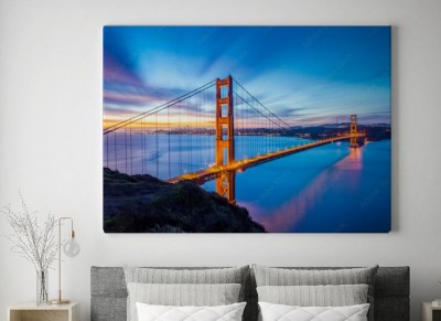 Obraz na płótnie Wschód słońca nad mostem Golden Gate