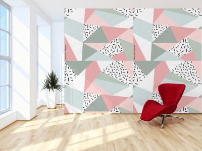 Tapeta z nieszablonowym wzorem geometrycznym w skandynawskim stylu