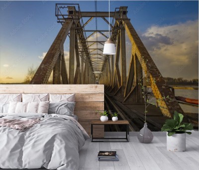 Fototapeta Stary most kolejowy zwodzony  na Odrze w Szczecinie