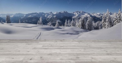 Fototapeta Zimowa panorama w ośnieżonych górach