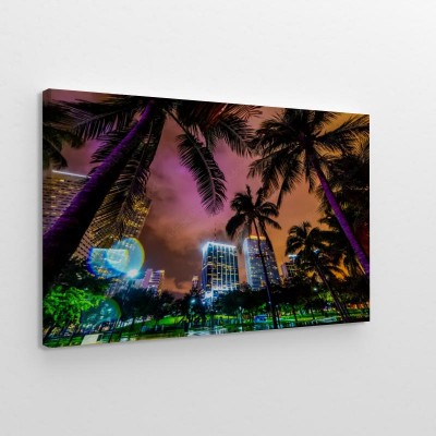 Obraz na płótnie Drapacze chmur i drzewka palmowe w Miami