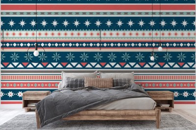 Tapeta z wzorem Nordic w skandynawskim stylu ludowym