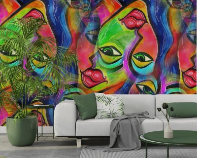 Fototapeta Abstrakcyjna twarz kobiety w stylu graffiti