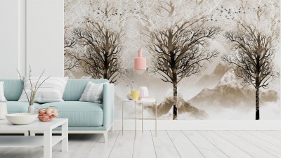 Fototapeta z artystycznym wzorem drzew