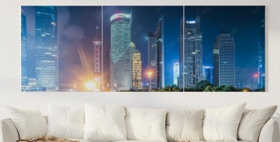 Obraz na płótnie Szanghaj Skyline w nocy w Chinach 