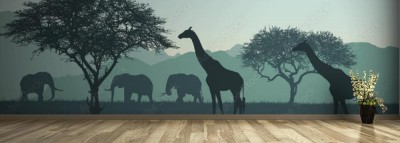 Fototapeta Ilustracja afrykańskiego krajobrazu i safari