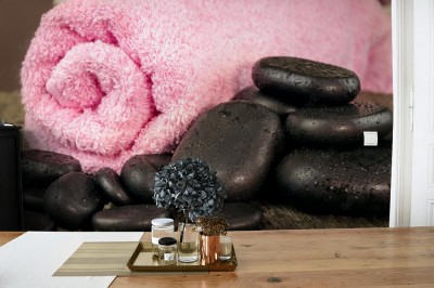 Fototapeta Kamienie spa z ręcznikiem