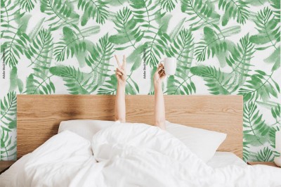 Tapeta Roślinny wzór na białym tle