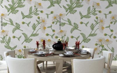 Tapeta z kwiatem rumianku w stylu vintage