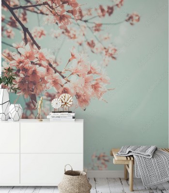 Fototapeta Kwiat wiśni w stylu retro