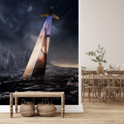 Fototapeta Miecz i Jezus na krzyżu