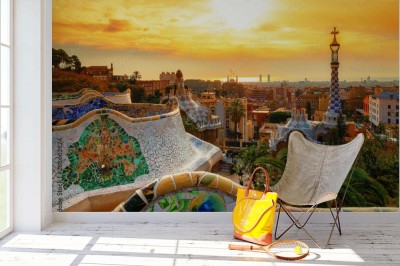 Fototapeta Widok na miasto z Parku Guell w Barcelonie