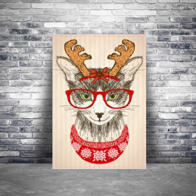 z-kotem-hipster-ubranym-w-czerwone-okulary-kapelusz-z-rogami-jelenia-i-czerwony-sweter-z-dzianiny