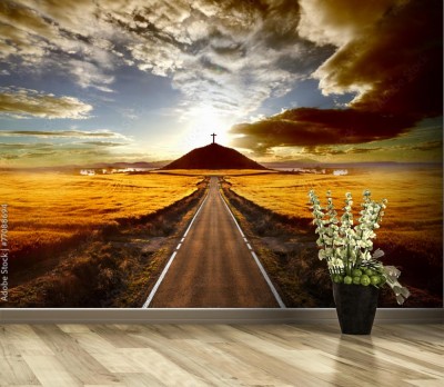 Fototapeta  Droga i krzyż na wzgórzu