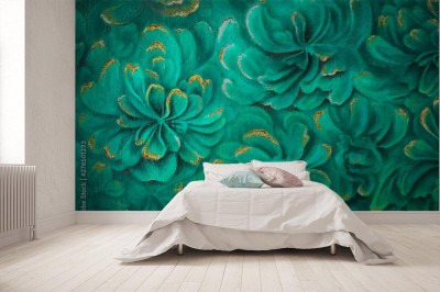 Fototapeta Malachitowe piwonie ze złoto-rdzawymi smugami