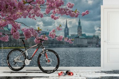 Fototapeta Panorama Hamburga na wiosnę