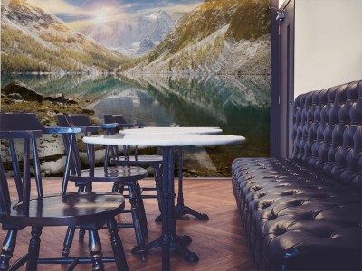 Fototapeta Piękny wschód słońca nad górskim jeziorem na Syberii