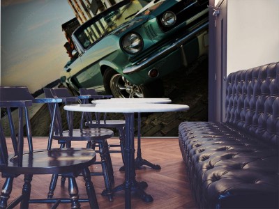 Fototapeta Shelby Replika Mustanga 350 w zachodzącym słońcu