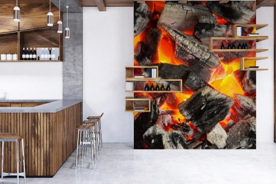 Fototapeta Węgiel drzewny na grillu