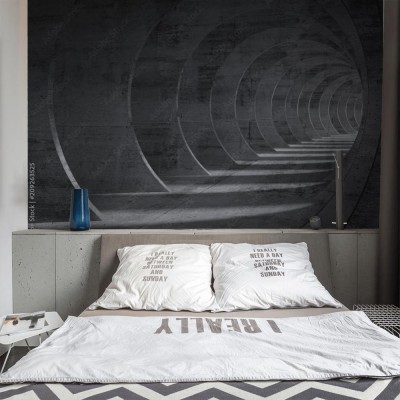 Fototapeta Betonowe wnętrze tunelu z efektem perspektywy