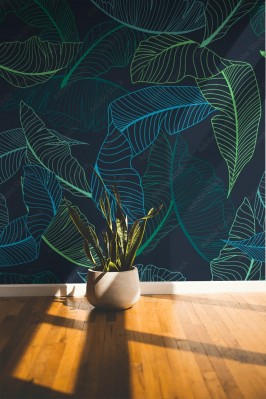 Fototapeta do salonu z nowoczesnym wzorem roślinnym