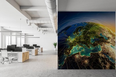 Fototapeta Główne trasy lotnicze w Europie