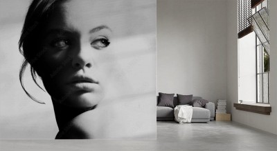 Fototapeta Kontrastowy czarno-biały portret pięknej dziewczyny