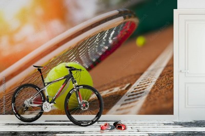 Fototapeta Piłka tenisowa na korcie tenisowym