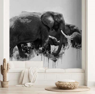cyfrowe-malarstwo-akwarelowe-przedstawiajace-slonia-w-lesie